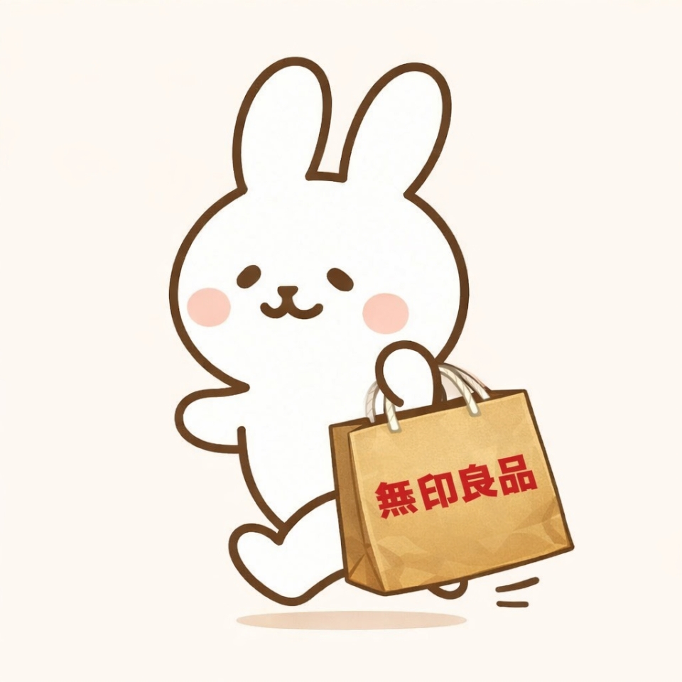 うさぎと無印良品のお買い物