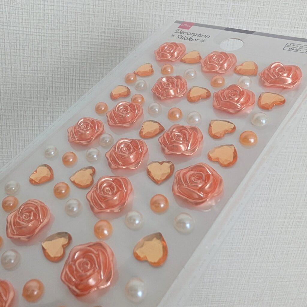 ダイソー デコレーションシール バラ オレンジ