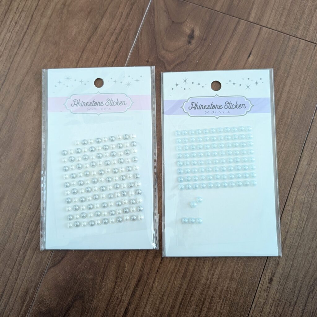 ダイソー ラインストーンシール パール