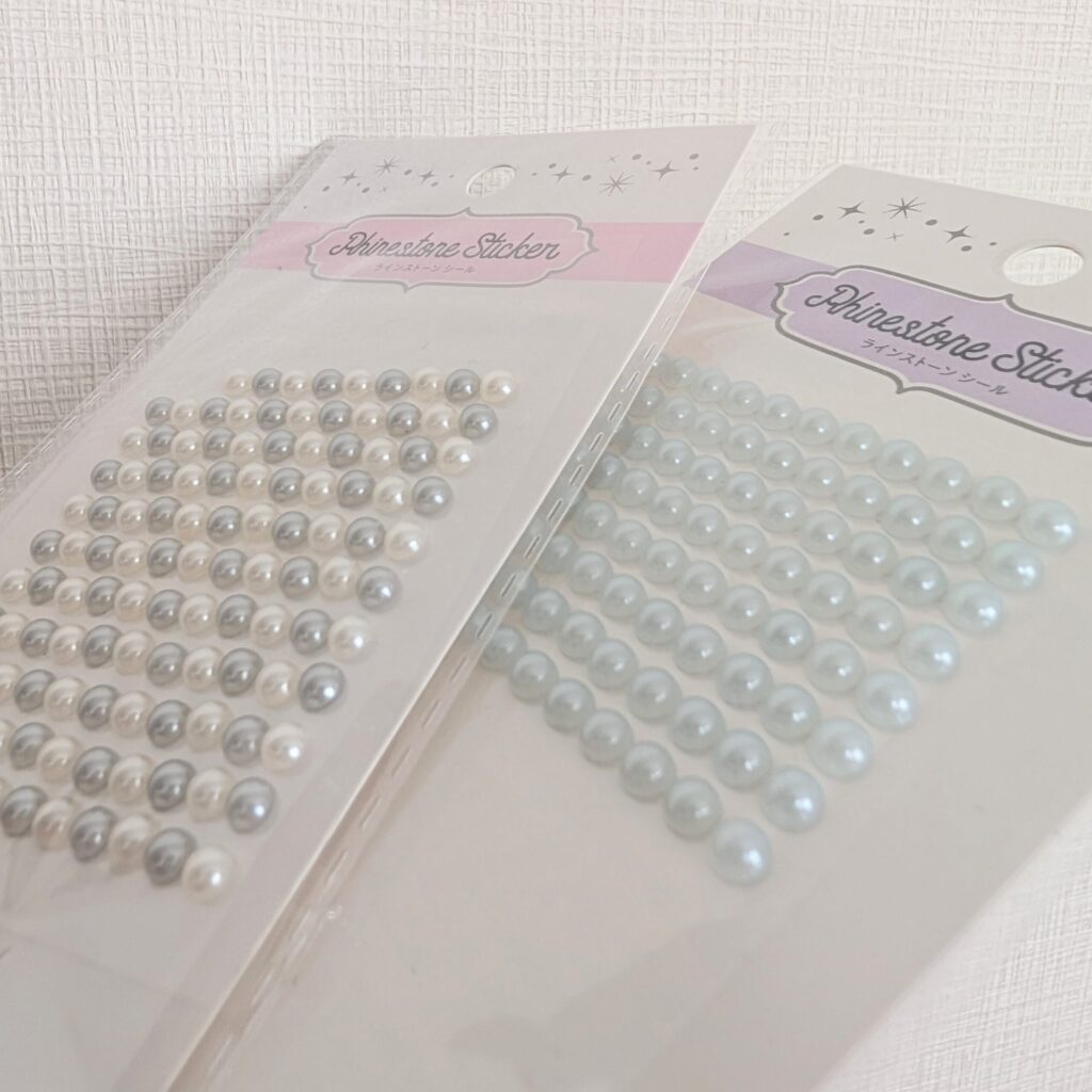 ダイソー ラインストーンシール パール