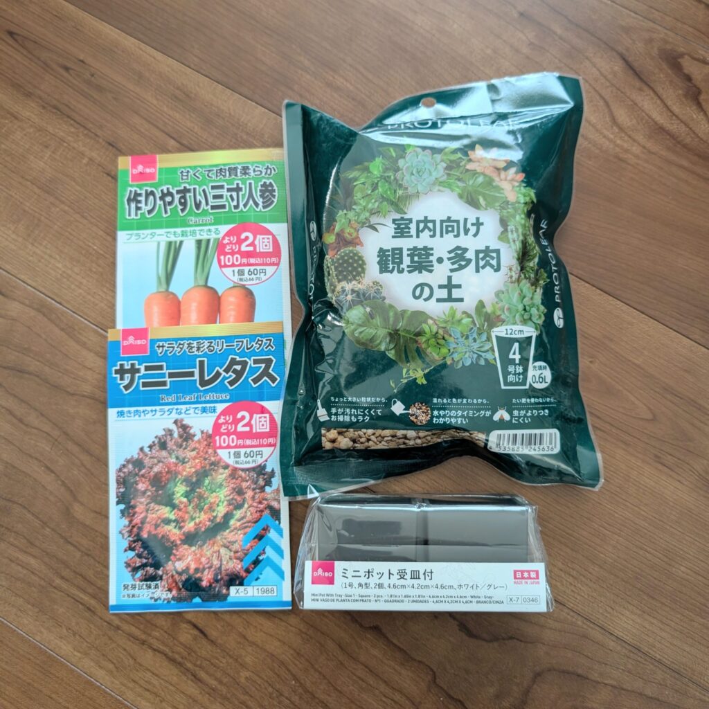 ダイソー購入品 観葉植物 ミニポット 種