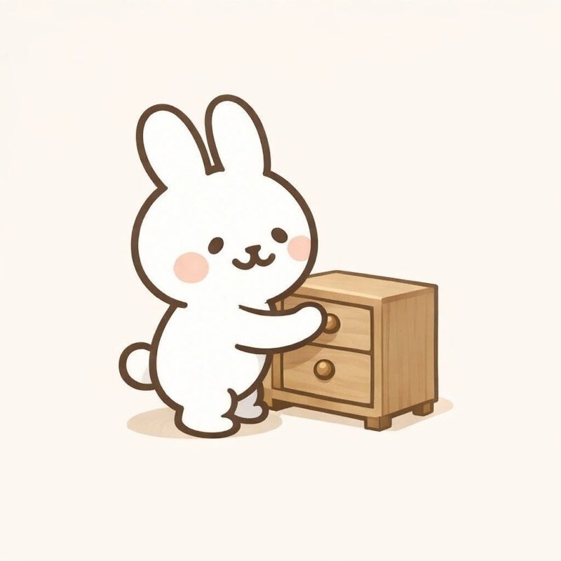 うさぎが片付け