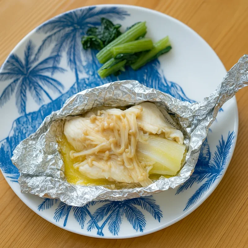 アルミホイル蒸しの魚と野菜