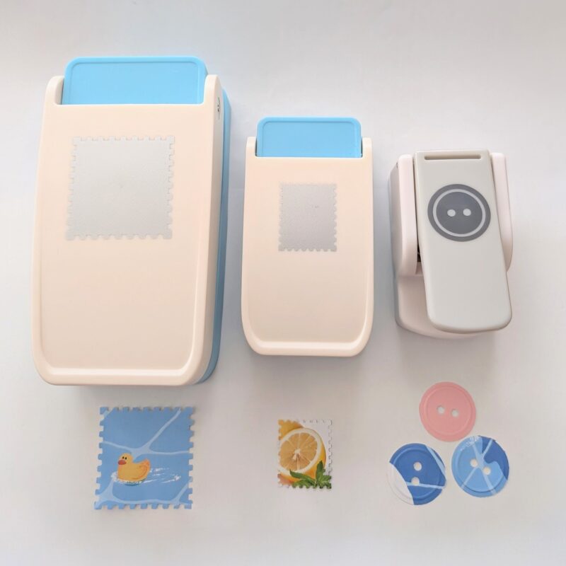 ダイソー クラフトパンチ エンボスタイプ ボタン型 切手柄